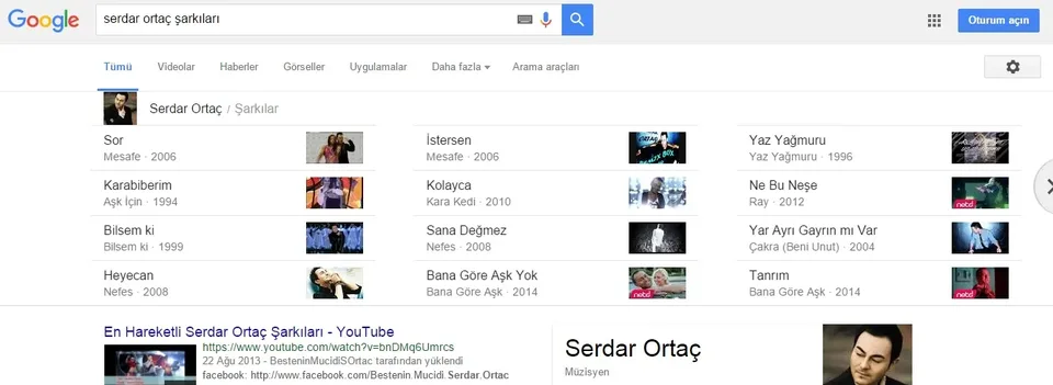 Şarkıcı Parça Arama